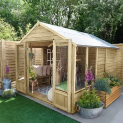Forest Garden Oakley 8x10 Apex Overlap Solid Wood Summer House With Double Door - Assembly Service Included -Outdoor Garden forest garden oakley 8x10 apex overlap solid wood summer house with double door assembly service included5013053188781 02i bq