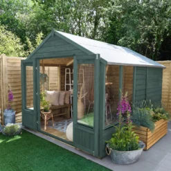 Forest Garden Oakley 8x10 Apex Overlap Solid Wood Summer House With Double Door - Assembly Service Included -Outdoor Garden forest garden oakley 8x10 apex overlap solid wood summer house with double door assembly service included5013053188781 03i bq