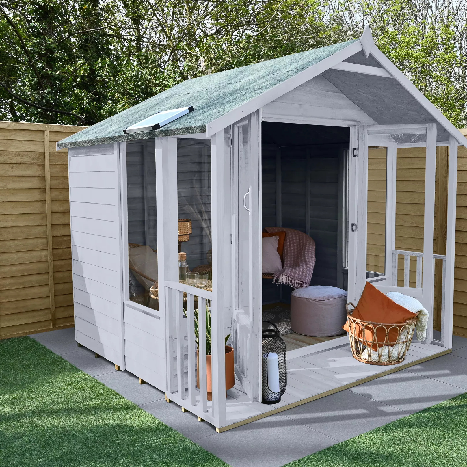 Forest Garden Oakley 8x8 Apex Overlap Solid Wood Summer House With Double Door (Base Included) 6 Forest Garden Oakley 8x8 Apex Overlap Solid Wood Summer House With Double Door (Base Included) - Image 4