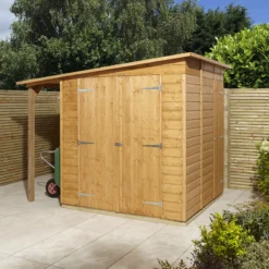 GoodHome Clapperton 8x6 Pent Dip Treated Shiplap Shed With Floor (Base Included) - Assembly Service Included