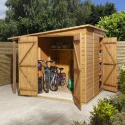 GoodHome Clapperton 8x6 Pent Dip Treated Shiplap Shed With Floor (Base Included) - Assembly Service Included -Outdoor Garden goodhome clapperton 8x6 pent dip treated shiplap shed with floor base included assembly service included5059340270203 03i