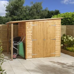 GoodHome Clapperton 8x6 Pent Dip Treated Shiplap Shed With Floor (Base Included) - Assembly Service Included -Outdoor Garden goodhome clapperton 8x6 pent dip treated shiplap shed with floor base included assembly service included5059340270203 05i