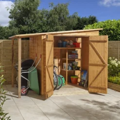 GoodHome Clapperton 8x6 Pent Dip Treated Shiplap Shed With Floor (Base Included) - Assembly Service Included -Outdoor Garden goodhome clapperton 8x6 pent dip treated shiplap shed with floor base included assembly service included5059340270203 06i
