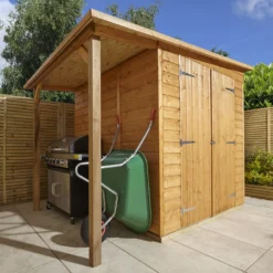 GoodHome Clapperton 8x6 Pent Dip Treated Shiplap Shed With Floor (Base Included) - Assembly Service Included -Outdoor Garden goodhome clapperton 8x6 pent dip treated shiplap shed with floor base included assembly service included5059340270203 09i