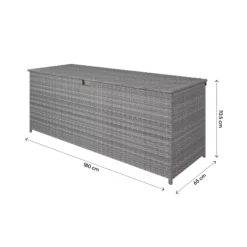 GoodHome Hamilton Steeple Grey Rattan Effect Storage Box (W) 180cm X (D) 65cm -Outdoor Garden goodhome hamilton steeple grey rattan effect storage box w 180cm x d 65cm5059340677415 02t