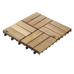 GoodHome Lempa Brown Acacia Clippable Deck Tile (L)0.3m (W)300mm (T)24mm, Pack Of 4 -Outdoor Garden goodhome lempa brown acacia clippable deck tile l 0 3m w 300mm t 24mm pack of 45059340066035 01c bq