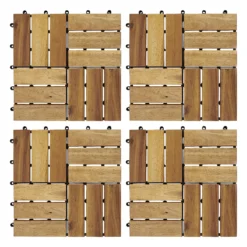 GoodHome Lempa Brown Acacia Clippable Deck Tile (L)0.3m (W)300mm (T)24mm, Pack Of 4