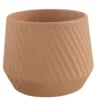 GoodHome Lummi Beige Terracotta Slanting Stripes Circular Plant Pot (Dia)23.5cm -Outdoor Garden goodhome lummi beige terracotta slanting stripes circular plant pot dia 23 5cm5059340327914 02c
