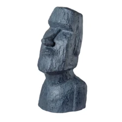 Grey Aluminium, Polyurethane (PU) & Steel Moai Garden Ornament (H)55cm