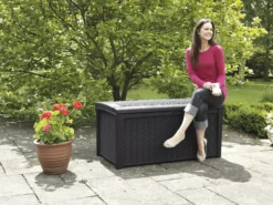 Keter Borneo Rattan Effect Plastic Garden Storage Box -Outdoor Garden keter borneo rattan effect plastic garden storage box7290103669065 05bq
