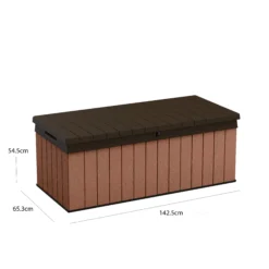 Keter Darwin Wood Effect 5x2 Garden Storage Bench Box 380L -Outdoor Garden keter darwin wood effect 5x2 garden storage bench box 380l7290112636225 01t bq