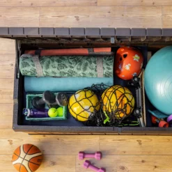 Keter Darwin Wood Effect 5x2 Garden Storage Bench Box 380L -Outdoor Garden keter darwin wood effect 5x2 garden storage bench box 380l7290112636225 04i bq