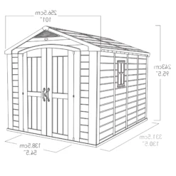 Keter Factor 8x11 Ft Apex Beige Plastic 2 Door Shed With Floor (Base Included) -Outdoor Garden keter factor 8x11 ft apex beige plastic 2 door shed with floor base included 7290103664961 01t bq