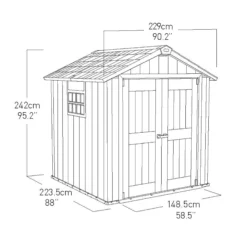Keter Oakland Apex Grey Plastic 2 Door Shed With Floor -Outdoor Garden keter oakland apex grey plastic 2 door shed with floor7290106928435 02t bq