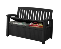 Keter Patio Wood Effect Garden Storage Bench Box - Partial Assembly Required 227L -Outdoor Garden keter patio wood effect garden storage bench box partial assembly required 227l7290112634825 02c bq