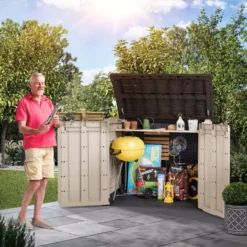 Keter Store It Out Midi Wood Effect Garden Storage Box -Outdoor Garden keter store it out midi wood effect garden storage box7290112634276 05i bq