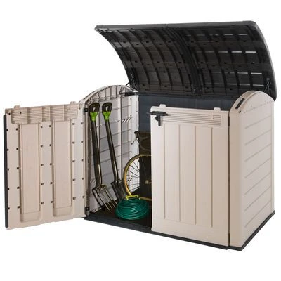 Keter Store It Out Ultra Wood Effect Plastic Barrel Bike Store 4 Keter Store It Out Ultra Wood Effect Plastic Barrel Bike Store - Image 2