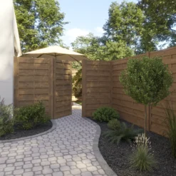 Klikstrom Tiama Pine Horizontal Slats Gate, (H)1.8m (W)0.9m -Outdoor Garden klikstrom tiama pine horizontal slats gate h 1 8m w 0 9m5059340668338 01i