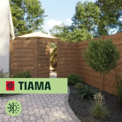 Klikstrom Tiama Pine Horizontal Slats Gate, (H)1.8m (W)0.9m -Outdoor Garden klikstrom tiama pine horizontal slats gate h 1 8m w 0 9m5059340668338 41i