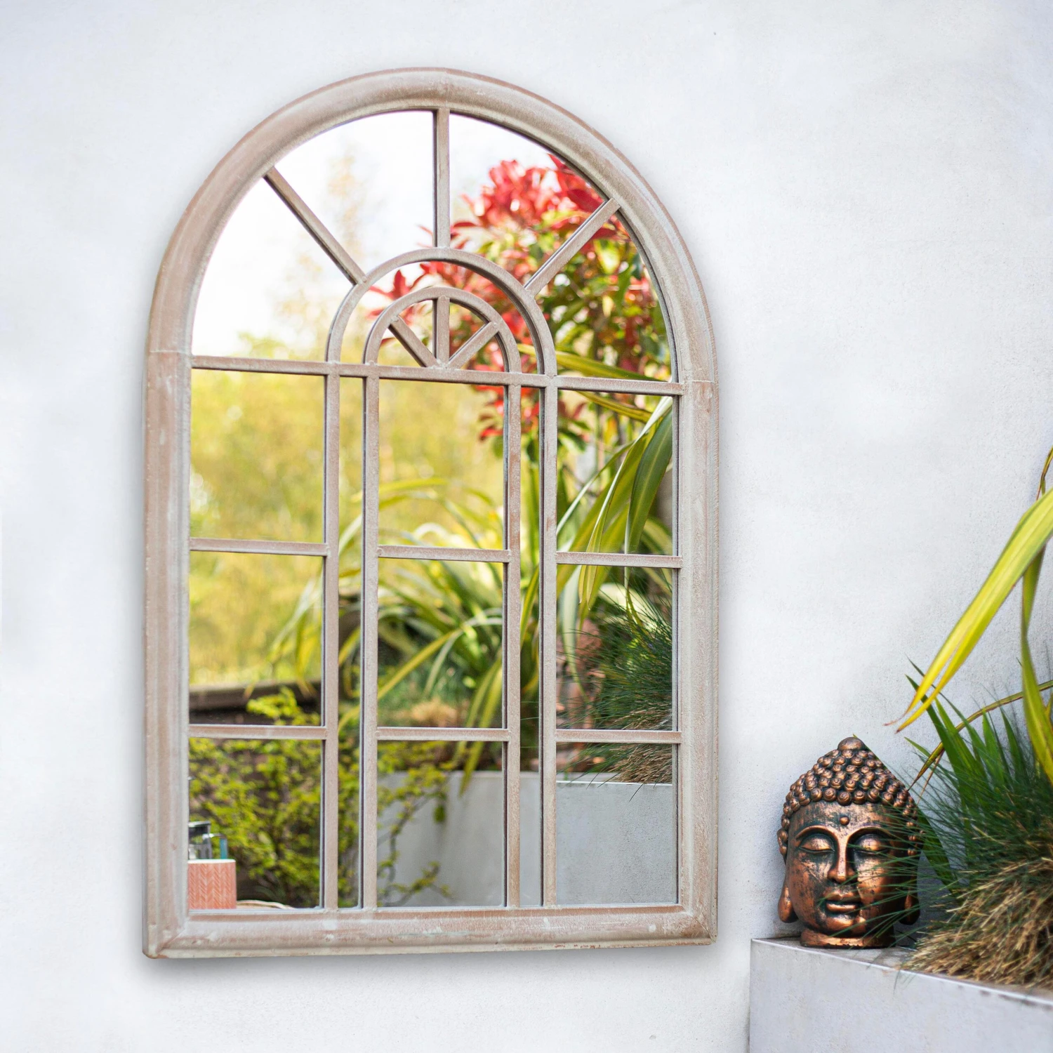 La Hacienda Aston & Wold Antique White Arch Framed Garden Mirror 970mm X 670mm 9 La Hacienda Aston & Wold Antique White Arch Framed Garden Mirror 970mm X 670mm - Image 7