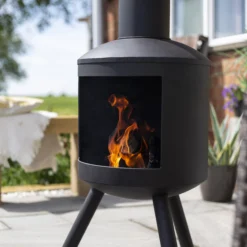 La Hacienda Barola Steel Chiminea -Outdoor Garden la hacienda barola steel chiminea5055025585693 02i BQ