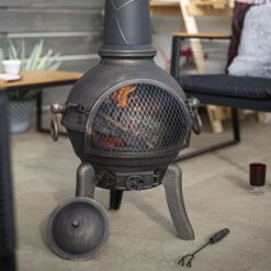La Hacienda Cuba Cast Iron & Steel Chiminea -Outdoor Garden la hacienda cuba cast iron steel chiminea5055025560270 02i bq