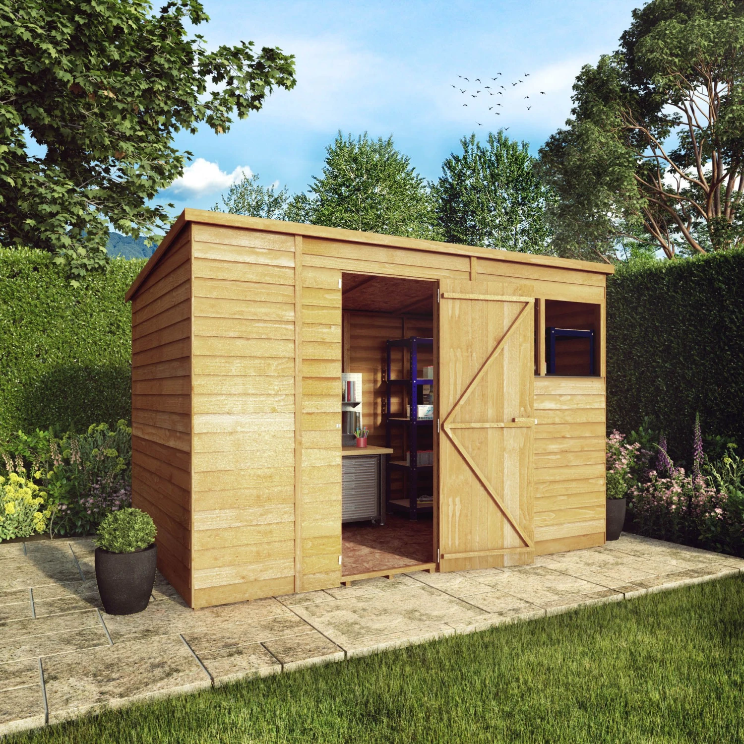 Mercia 10x6 Ft Pent Overlap Wooden 2 Windows Shed With Floor 2 Mercia 10x6 Ft Pent Overlap Wooden 2 Windows Shed With Floor