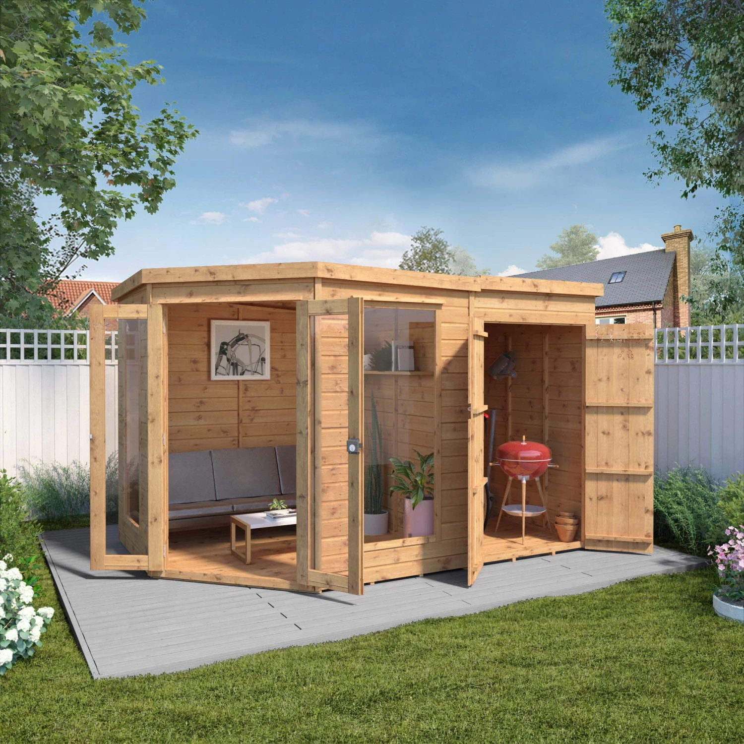 Mercia 11x7 Pent Shiplap Summer House With Double Door 3 Mercia 11x7 Pent Shiplap Summer House With Double Door