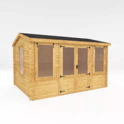 Mercia 13x10 Reverse Apex Tongue & Groove Cabin With Double Door -Outdoor Garden mercia 13x10 reverse apex tongue groove cabin with double door5029442088419 01c