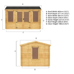 Mercia 13x10 Reverse Apex Tongue & Groove Cabin With Double Door -Outdoor Garden mercia 13x10 reverse apex tongue groove cabin with double door5029442088419 02t bq
