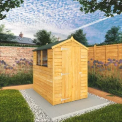 Mercia 6x4 Ft Apex Overlap Wooden 2 Windows Shed With Floor -Outdoor Garden mercia 6x4 ft apex overlap wooden 2 windows shed with floor5029442075099 01i