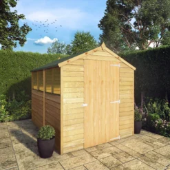 Mercia 8x6 Ft Apex Overlap Wooden 4 Windows Shed With Floor -Outdoor Garden mercia 8x6 ft apex overlap wooden 4 windows shed with floor5029442085463 01i