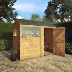 Mercia 8x6 Ft Reverse Apex Tongue & Groove Wooden 4 Windows Shed With Floor