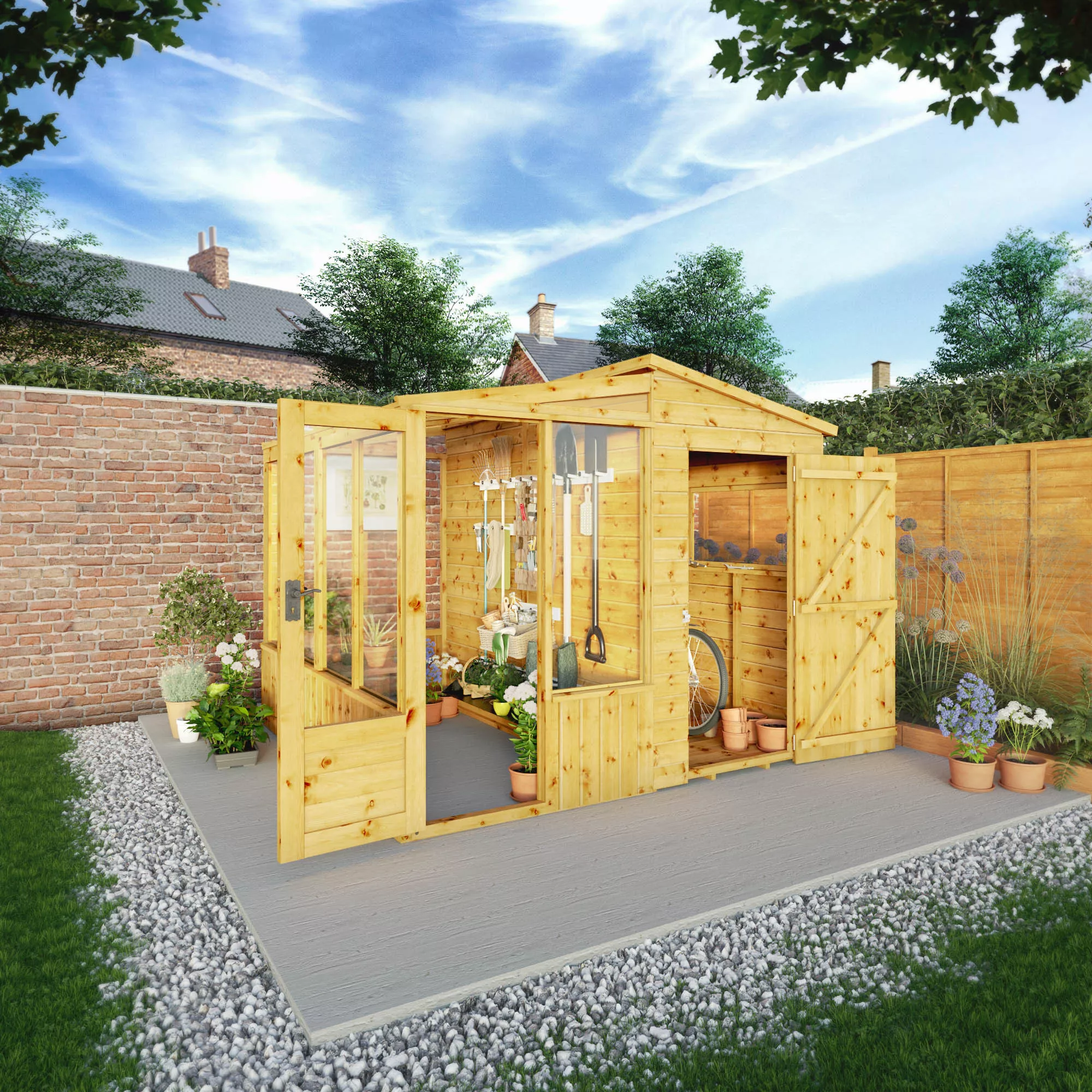 Mercia 8x8 Pent Greenhouse Combi Shed - Assembly Required 3 Mercia 8x8 Pent Greenhouse Combi Shed - Assembly Required