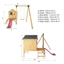 Mercia Snug Wooden Swing Set & Slide -Outdoor Garden mercia snug wooden swing set slide5029442008264 01t