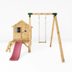 Mercia Snug Wooden Swing Set & Slide -Outdoor Garden mercia snug wooden swing set slide5029442008264 02c