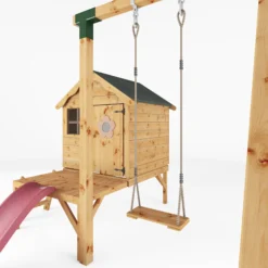 Mercia Snug Wooden Swing Set & Slide -Outdoor Garden mercia snug wooden swing set slide5029442008264 05c