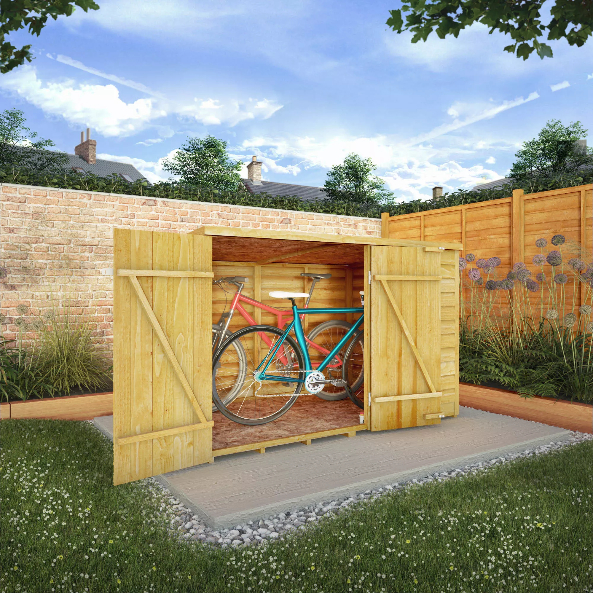 Mercia Solid Wood 4x6 Overlap Pent Bike Store 3 Mercia Solid Wood 4x6 Overlap Pent Bike Store