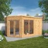 Mercia Summer House 13x9 Ft Pent Shiplap Solid Wood Summer House With Double Door -Outdoor Garden mercia summer house 13x9 ft pent shiplap solid wood summer house with double door5029442002576 01i bq