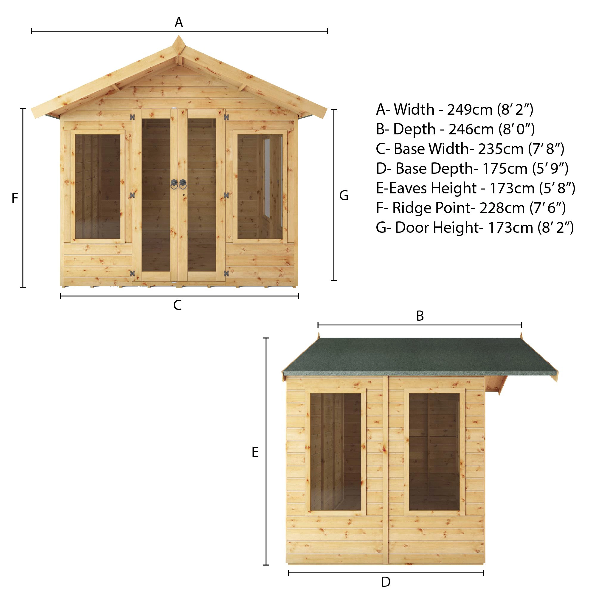 Mercia Sussex 8x6 Ft Apex Shiplap Wooden Summer House With Double Door 9 Mercia Sussex 8x6 Ft Apex Shiplap Wooden Summer House With Double Door - Image 7
