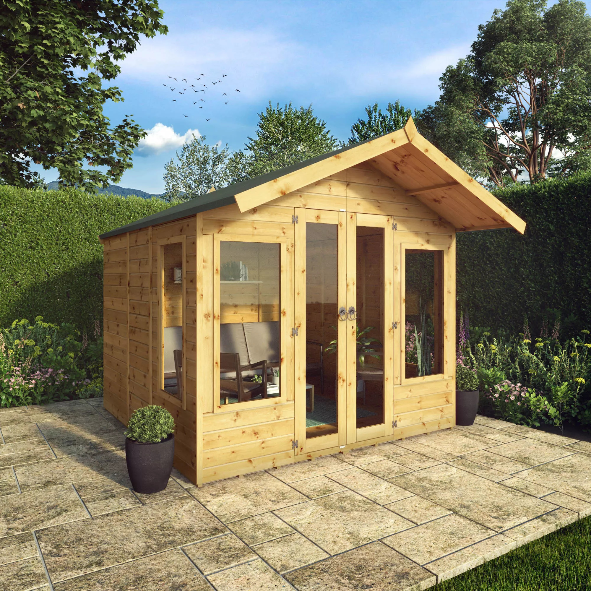 Mercia Sussex 8x8 Ft Apex Shiplap Wooden Summer House With Double Door 3 Mercia Sussex 8x8 Ft Apex Shiplap Wooden Summer House With Double Door