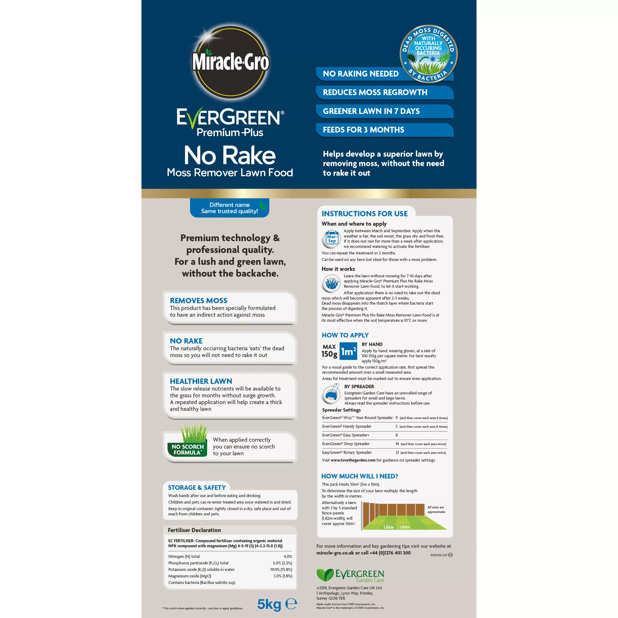 Miracle-Gro No Rake Lawn Fertiliser Granules 50m² 5kg 4 Miracle-Gro No Rake Lawn Fertiliser Granules 50m² 5kg - Image 2