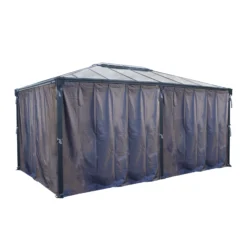 Palram 4/5K Grey Polyester (PES) Gazebo Curtain, Pack Of 4 (L)2170mm (W)4650mm -Outdoor Garden palram 4 5k grey polyester pes gazebo curtain pack of 4 l 2170mm w 4650mm7290108137255 01c