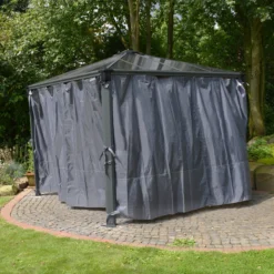 Palram - Canopia 3K Series Grey Polyester (PES) Gazebo Curtain, Pack Of 4 (L)2170mm (W)3660mm -Outdoor Garden palram canopia 3k series grey polyester pes gazebo curtain pack of 4 l 2170mm w 3660mm7290108130744 01i