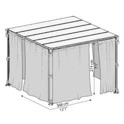 Palram - Canopia 3K Series Grey Polyester (PES) Gazebo Curtain, Pack Of 4 (L)2170mm (W)3660mm -Outdoor Garden palram canopia 3k series grey polyester pes gazebo curtain pack of 4 l 2170mm w 3660mm7290108130744 01t