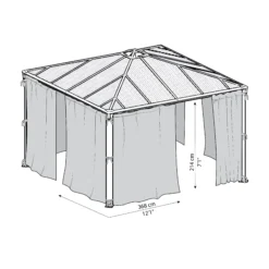 Palram - Canopia 3K Series Grey Polyester (PES) Gazebo Curtain, Pack Of 4 (L)2170mm (W)3660mm -Outdoor Garden palram canopia 3k series grey polyester pes gazebo curtain pack of 4 l 2170mm w 3660mm7290108130744 02t