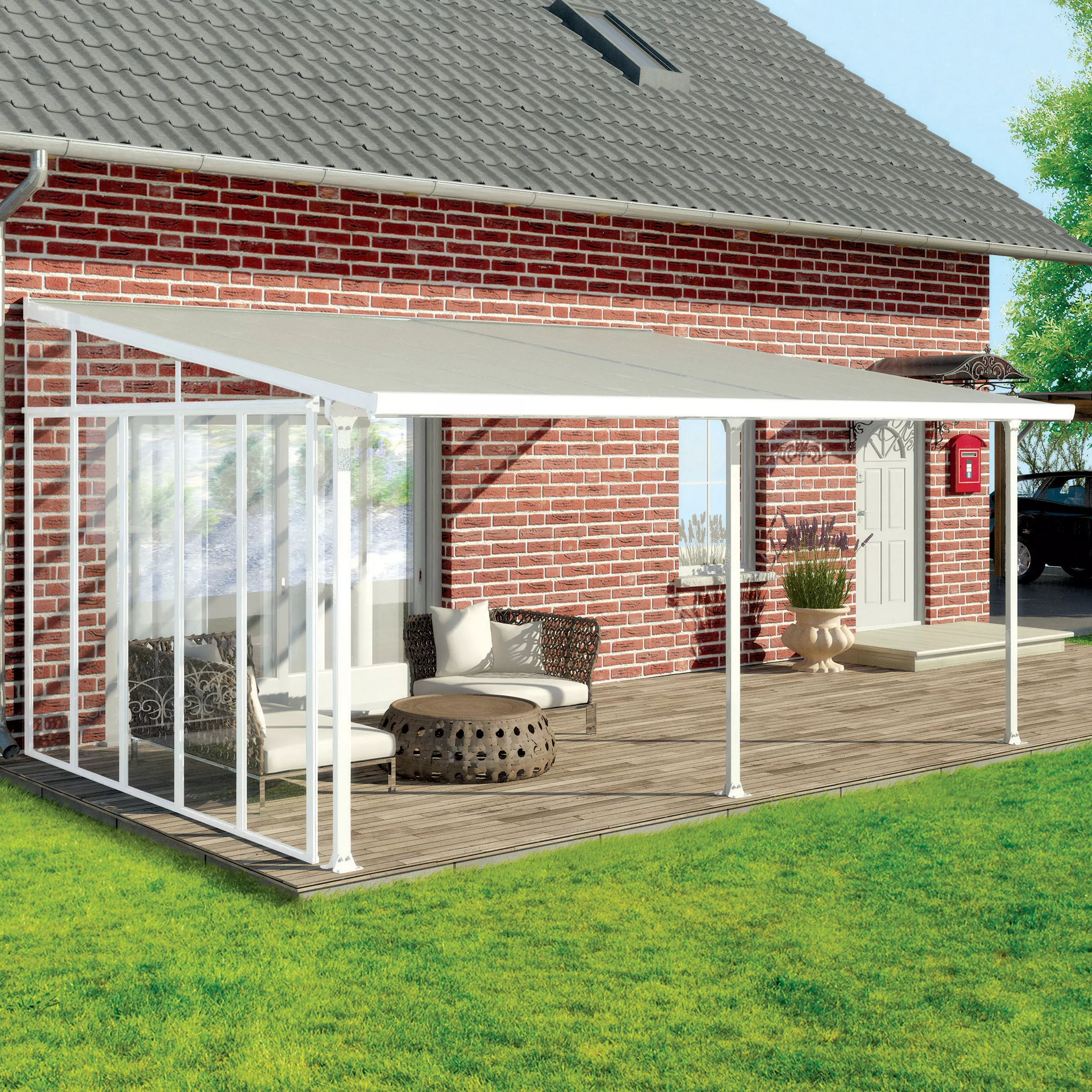 Palram - Canopia 4 Series White Patio Cover Side Wall, (L)3.19m (H)3.05m 3 Palram - Canopia 4 Series White Patio Cover Side Wall, (L)3.19m (H)3.05m