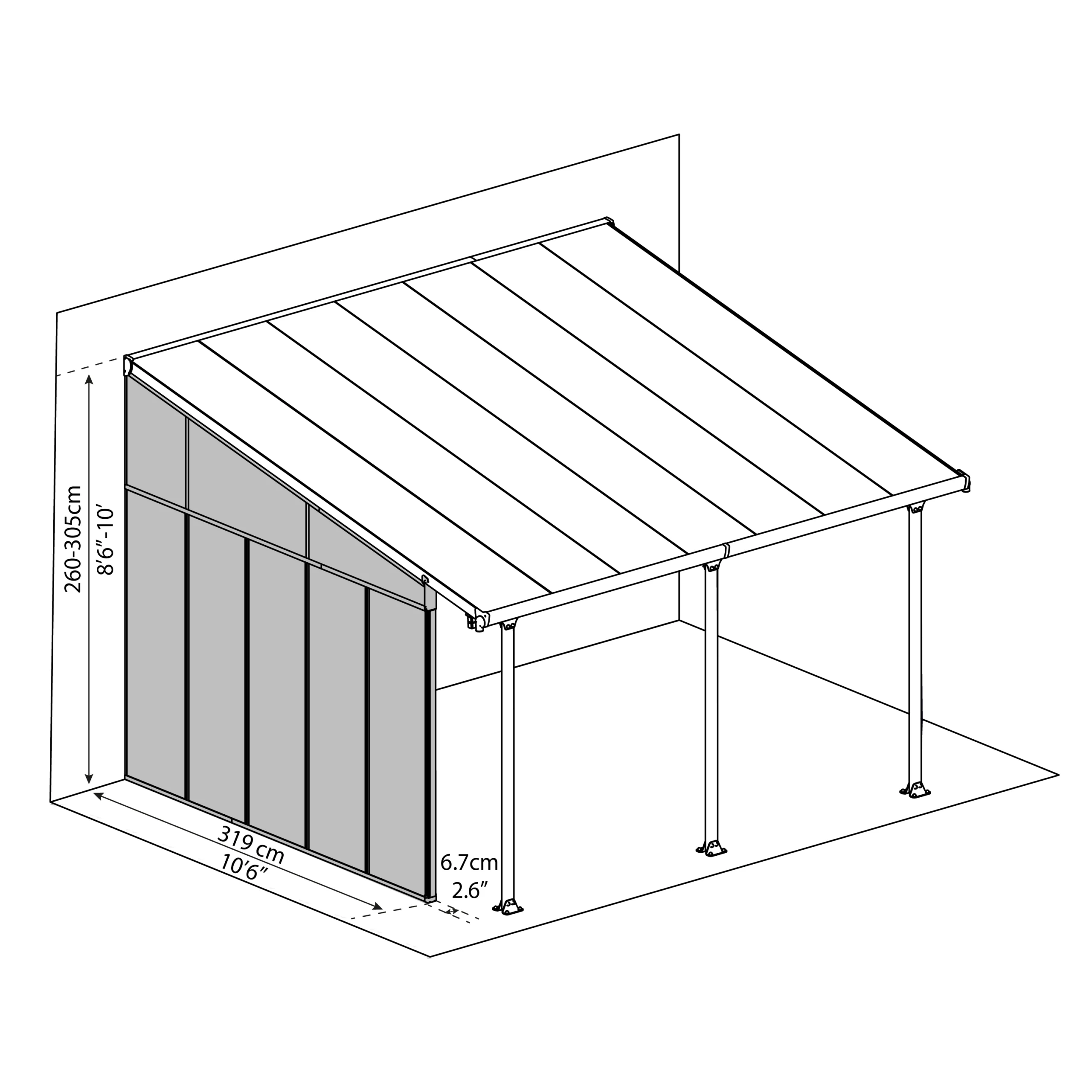 Palram - Canopia 4 Series White Patio Cover Side Wall, (L)3.19m (H)3.05m 5 Palram - Canopia 4 Series White Patio Cover Side Wall, (L)3.19m (H)3.05m - Image 3