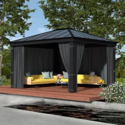 Palram - Canopia Dallas Grey Polyester (PES) Gazebo Curtain, Pack Of 4 (L)2120mm (W)4090mm 11 Palram - Canopia Dallas Grey Polyester (PES) Gazebo Curtain, Pack Of 4 (L)2120mm (W)4090mm -Outdoor Garden palram canopia dallas grey polyester pes gazebo curtain pack of 4 l 2120mm w 4090mm7290108602678 01i