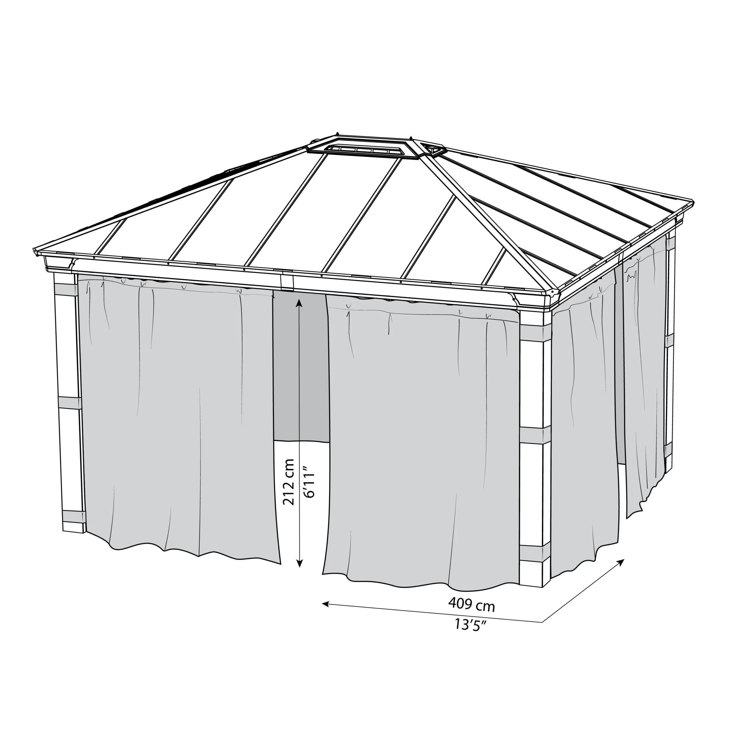 Palram - Canopia Dallas Grey Polyester (PES) Gazebo Curtain, Pack Of 4 (L)2120mm (W)4090mm 9 Palram - Canopia Dallas Grey Polyester (PES) Gazebo Curtain, Pack Of 4 (L)2120mm (W)4090mm - Image 7